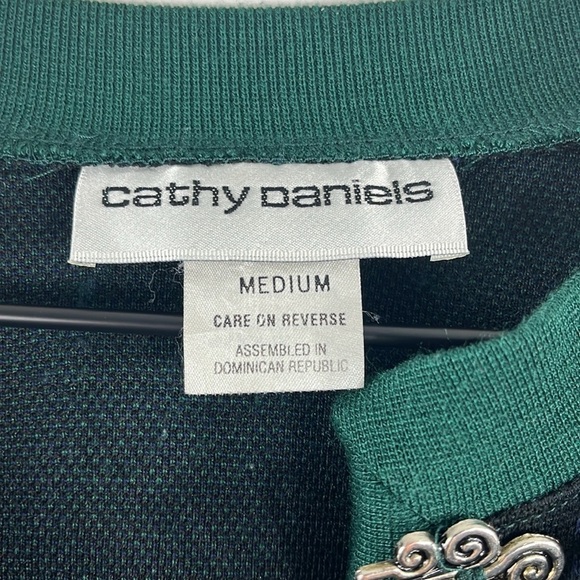 Cathy Daniels Vintage Green Plaid Fancy Metal Buttons Sweater Womens Size M - Picture 3 of 12